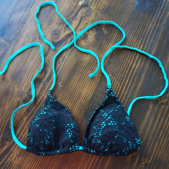 🏝💙CALIFORNIA WAVES BLACK TEAL CROCHET BIKINI💙🏝 - Picture 2 of 7